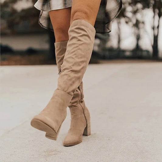 Women Knee-High Boots Zipper Sexy High Heels Women Shoes Non-Slip Winter Boots Warm Size New Fashion Boots 2020